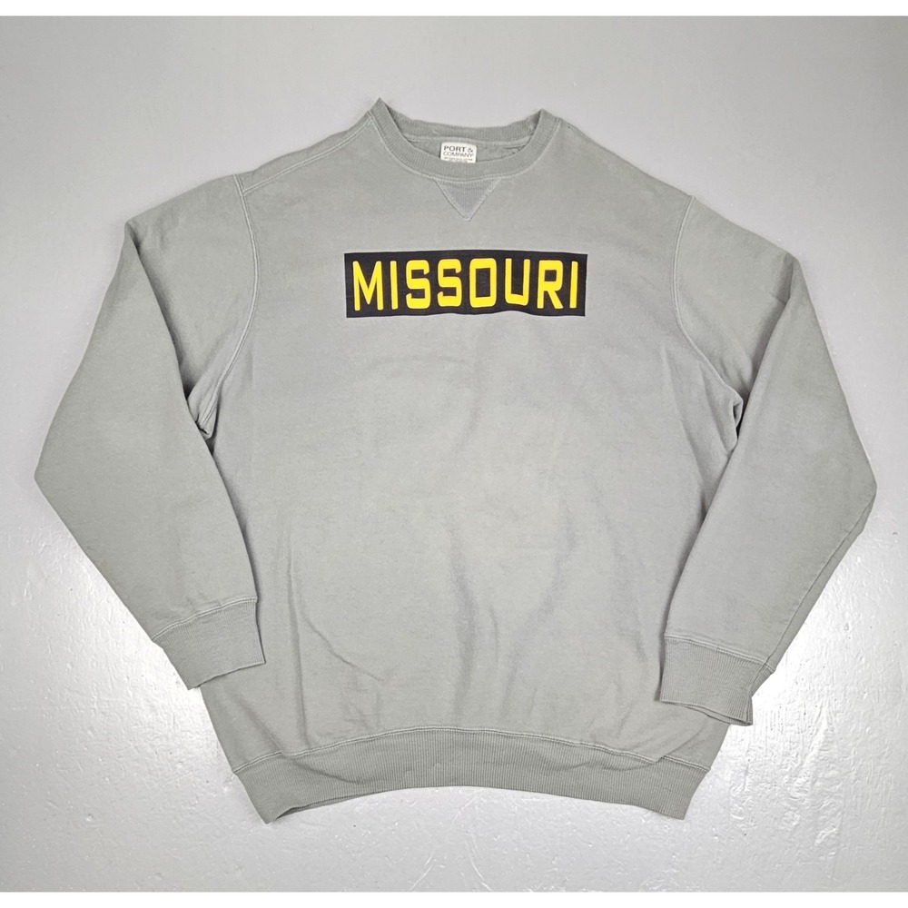 Vintage Port & Company Missouri Tigers Sweatshirt Mens XL Gray Crewneck College